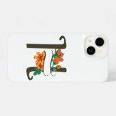 Hoofdletter H bloemenmonogram iPhone Hoesje (Achterkant horizontaal)