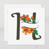 Hoofdletter H bloemenmonogram Kaart (Voorkant / Achterkant)