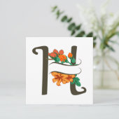 Hoofdletter H bloemenmonogram Kaart (Staand voorkant)