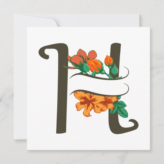 Hoofdletter H bloemenmonogram Kaart (Voorkant)