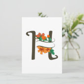 Hoofdletter H bloemenmonogram Kaart (Staand voorkant)