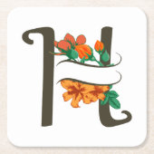 Hoofdletter H bloemenmonogram Kartonnen Onderzetters (Voorkant)