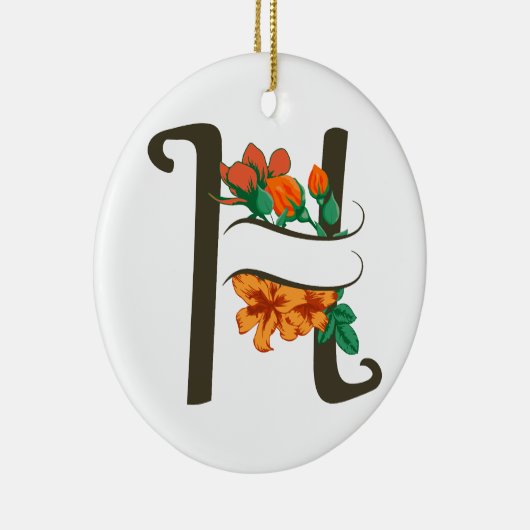 Hoofdletter H bloemenmonogram Keramisch Ornament (Rechts)