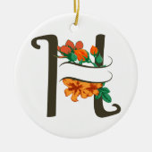 Hoofdletter H bloemenmonogram Keramisch Ornament (Voorkant)