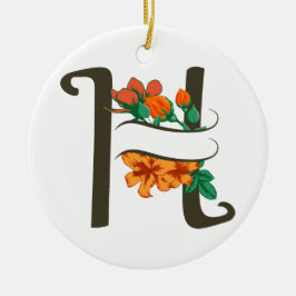 Hoofdletter H bloemenmonogram Keramisch Ornament