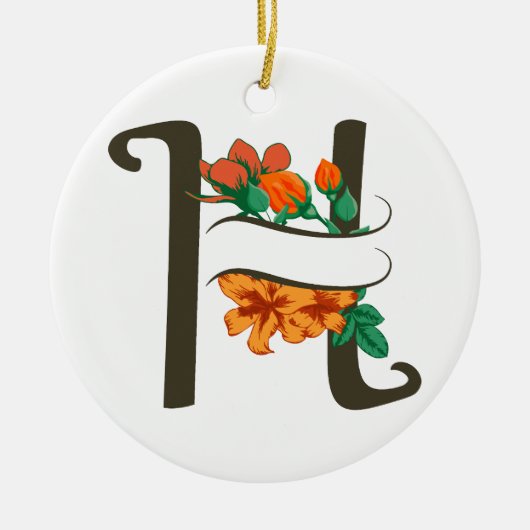 Hoofdletter H bloemenmonogram Keramisch Ornament (Voorkant)