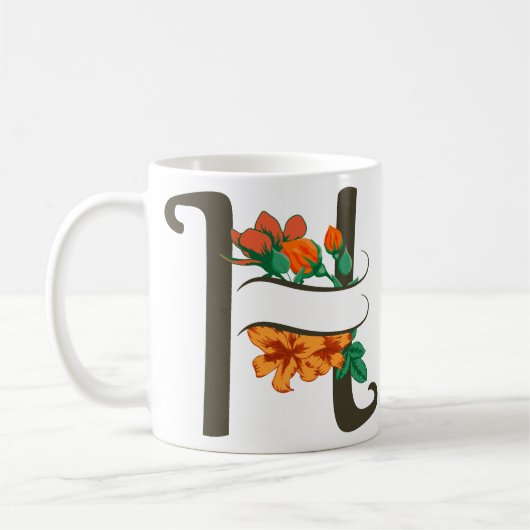 Hoofdletter H bloemenmonogram Koffiemok (Links)