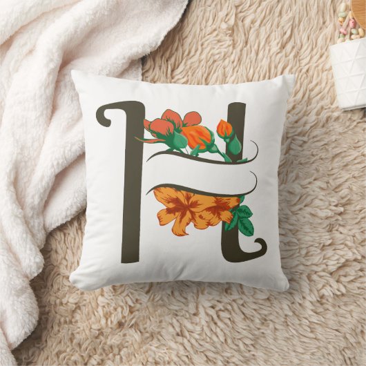 Hoofdletter H bloemenmonogram Kussen (Deken)