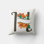 Hoofdletter H bloemenmonogram Kussen (Achterkant)
