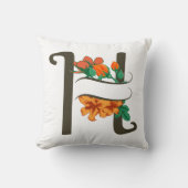 Hoofdletter H bloemenmonogram Kussen (Voorkant)