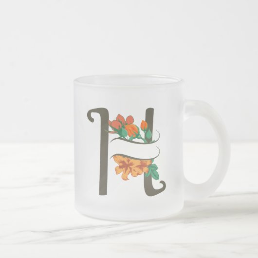 Hoofdletter H bloemenmonogram Matglas Koffiemok (Rechts)
