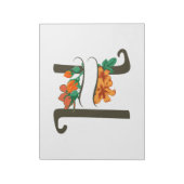 Hoofdletter H bloemenmonogram Notitieblok (Linkerzijde)