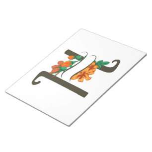 Hoofdletter H bloemenmonogram Notitieblok