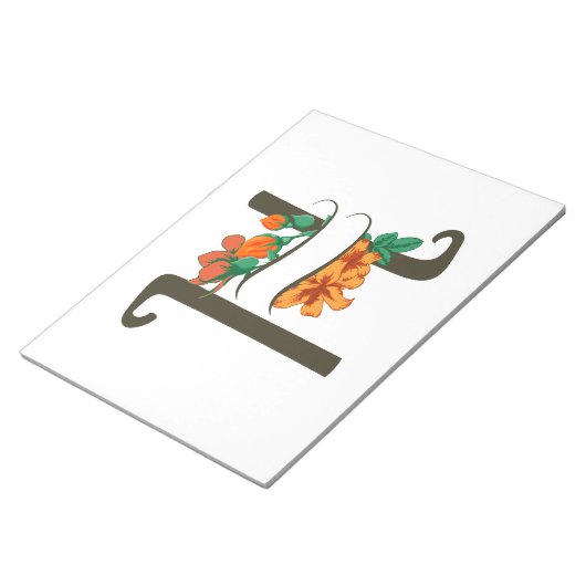 Hoofdletter H bloemenmonogram Notitieblok (Schuin)