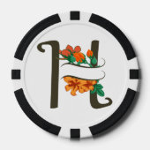Hoofdletter H bloemenmonogram Poker Chips (Voorkant)