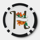 Hoofdletter H bloemenmonogram Poker Chips (Achterkant)