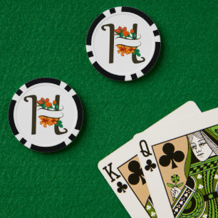 Hoofdletter H bloemenmonogram Poker Chips