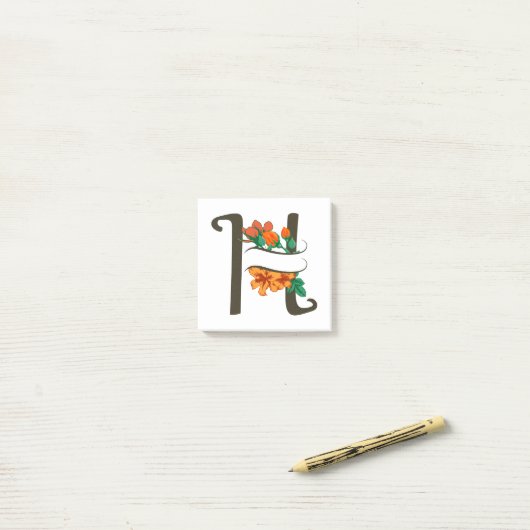 Hoofdletter H bloemenmonogram Post-it® Notes (Op bureau)