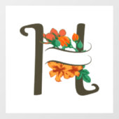 Hoofdletter H bloemenmonogram Raamsticker (Vel)