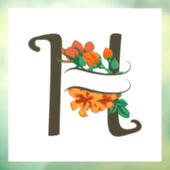 Hoofdletter H bloemenmonogram Raamsticker (Vel 3)