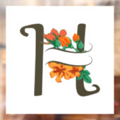 Hoofdletter H bloemenmonogram Raamsticker (Vel 2)