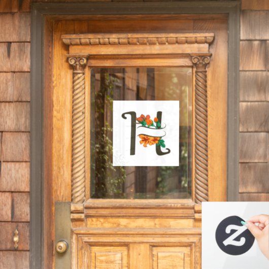 Hoofdletter H bloemenmonogram Raamsticker (Huis Deur)
