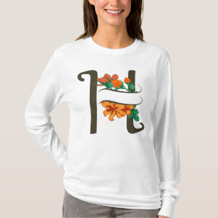 Hoofdletter H bloemenmonogram T-shirt