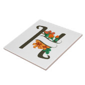 Hoofdletter H bloemenmonogram Tegeltje (Zijkant)