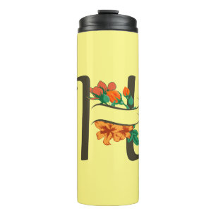 Hoofdletter H bloemenmonogram Thermosbeker