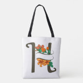Hoofdletter H bloemenmonogram Tote Bag (Achterkant)
