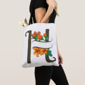 Hoofdletter H bloemenmonogram Tote Bag (Dichtbij)