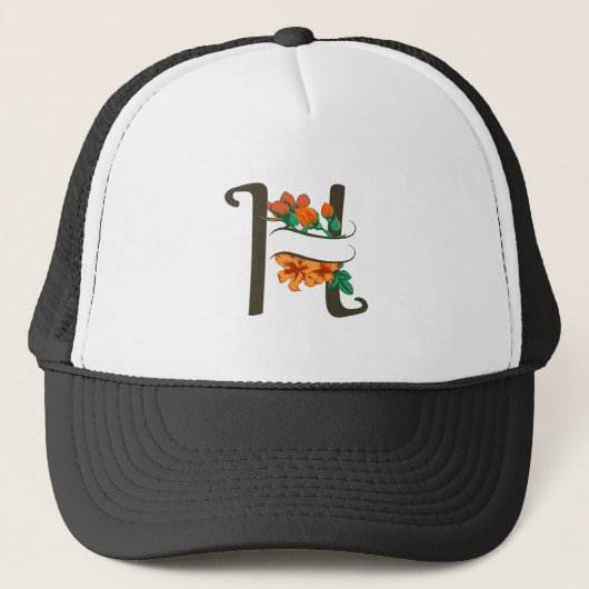 Hoofdletter H bloemenmonogram Trucker Pet (Voorkant)