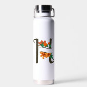 Hoofdletter H bloemenmonogram Waterfles (Achterkant)