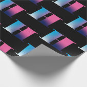 Hoofdletter H Monogram Gradiënt Roze Blauw Wit Cadeaupapier (Hoek)