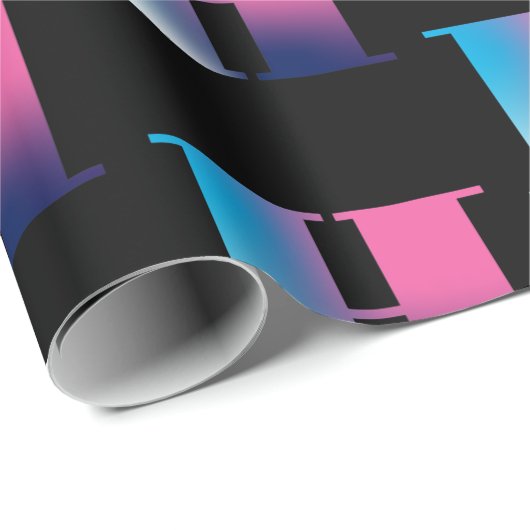 Hoofdletter H Monogram Gradiënt Roze Blauw Wit Cadeaupapier (Rol Hoek)