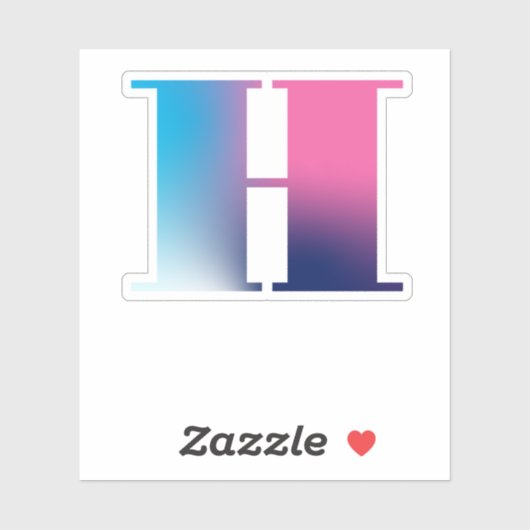 Hoofdletter H Monogram Gradiënt Roze Blauw Wit Sticker (Vel)
