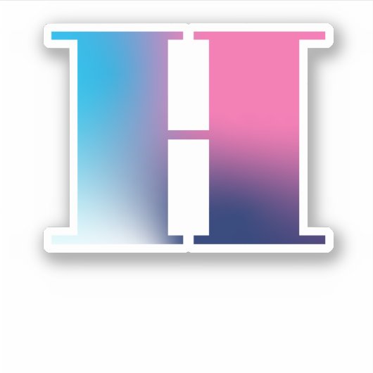 Hoofdletter H Monogram Gradiënt Roze Blauw Wit Sticker (Voorkant)