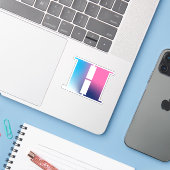 Hoofdletter H Monogram Gradiënt Roze Blauw Wit Sticker (Laptop met iPhone)