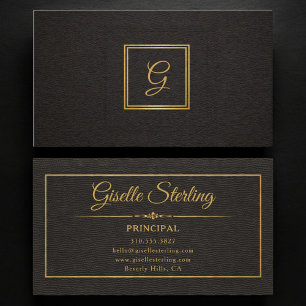 Hoofdletter Initialen Goud Zwart Professioneel Visitekaartje