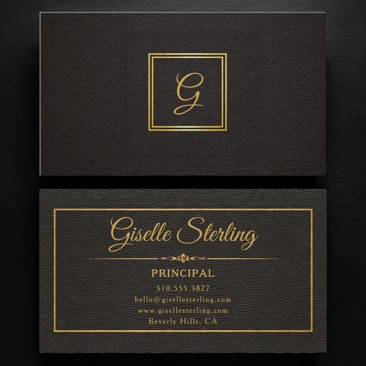 Hoofdletter Initialen Goud Zwart Professioneel Visitekaartje