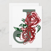 Hoofdletter J bloemenmonogram Feestdagenkaart (Voorkant / Achterkant)