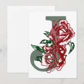 Hoofdletter J bloemenmonogram Kaart (Voorkant / Achterkant)