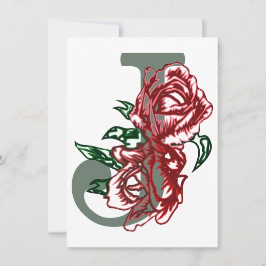 Hoofdletter J bloemenmonogram Kaart (Voorkant)