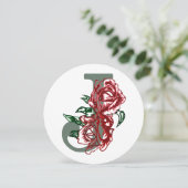 Hoofdletter J bloemenmonogram Kaart (Staand voorkant)