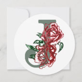 Hoofdletter J bloemenmonogram Kaart (Achterkant)