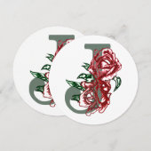 Hoofdletter J bloemenmonogram Kaart (Voorkant / Achterkant)