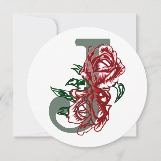 Hoofdletter J bloemenmonogram Kaart (Voorkant)