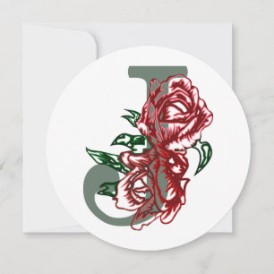 Hoofdletter J bloemenmonogram Kaart
