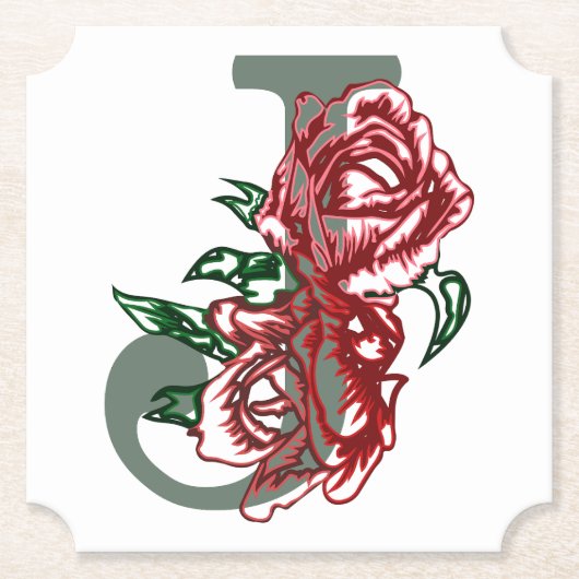 Hoofdletter J bloemenmonogram Kartonnen Onderzetters (Voorkant)