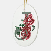 Hoofdletter J bloemenmonogram Keramisch Ornament (Links)